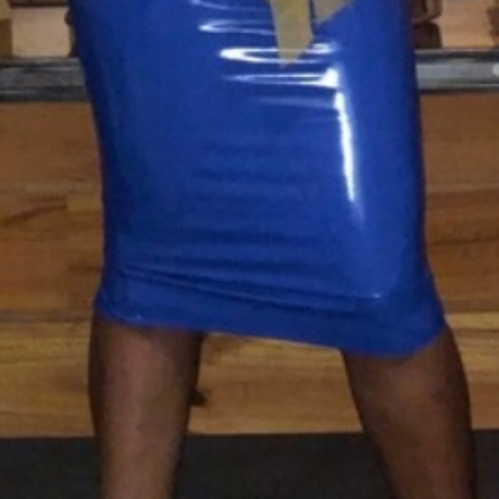 Royal blue latex skirt